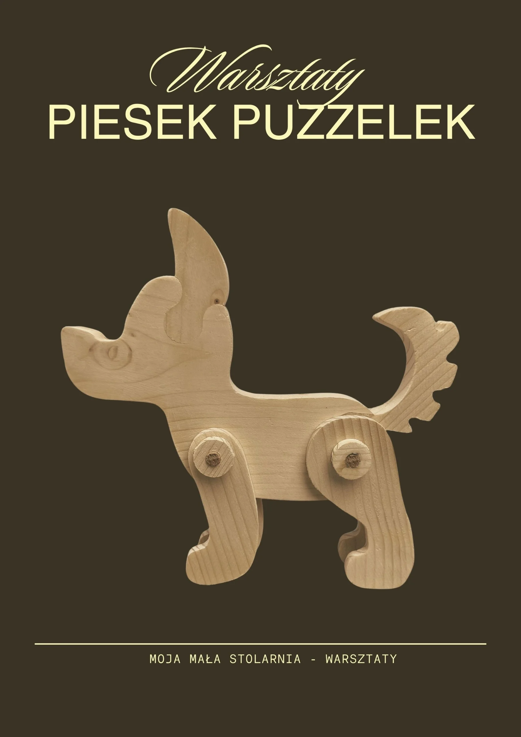 Drewniany piesek zrób to sam. Surowe pachnące drewno.