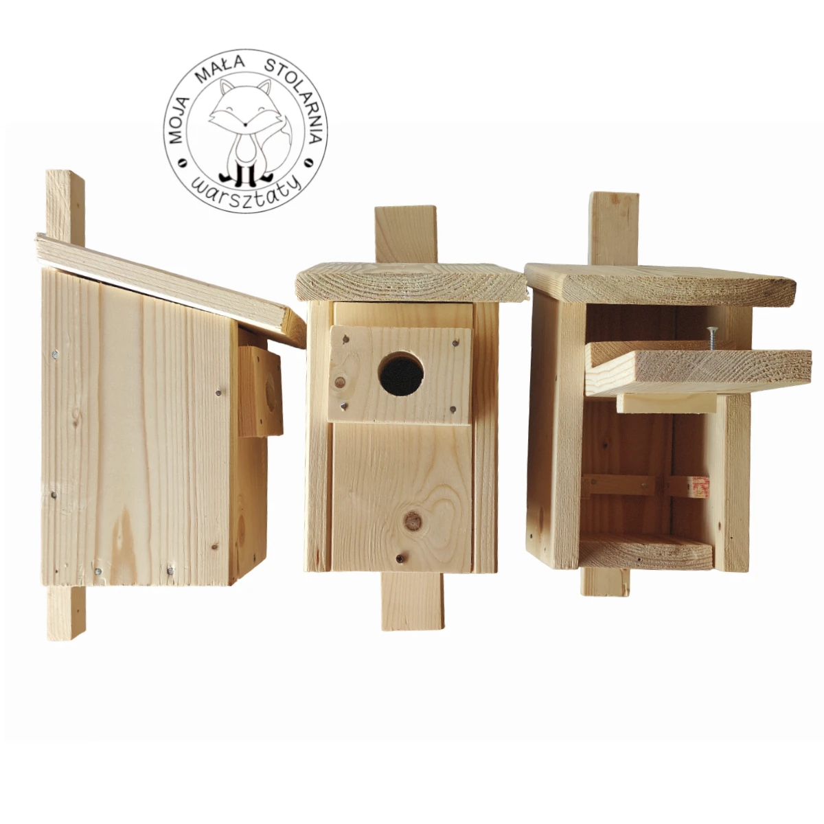 budka lęgowa A1 dla małych ptaków zimujących wykonana na warsztatach Moja Mała Stolarnia w Poznaniu