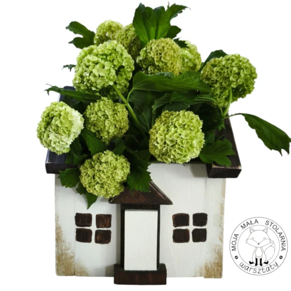 Drewniany domek DIY jako osłonka na doniczkę wykonany ręcznie z litego drewna zestaw kreatywny do samodzielnego montażu