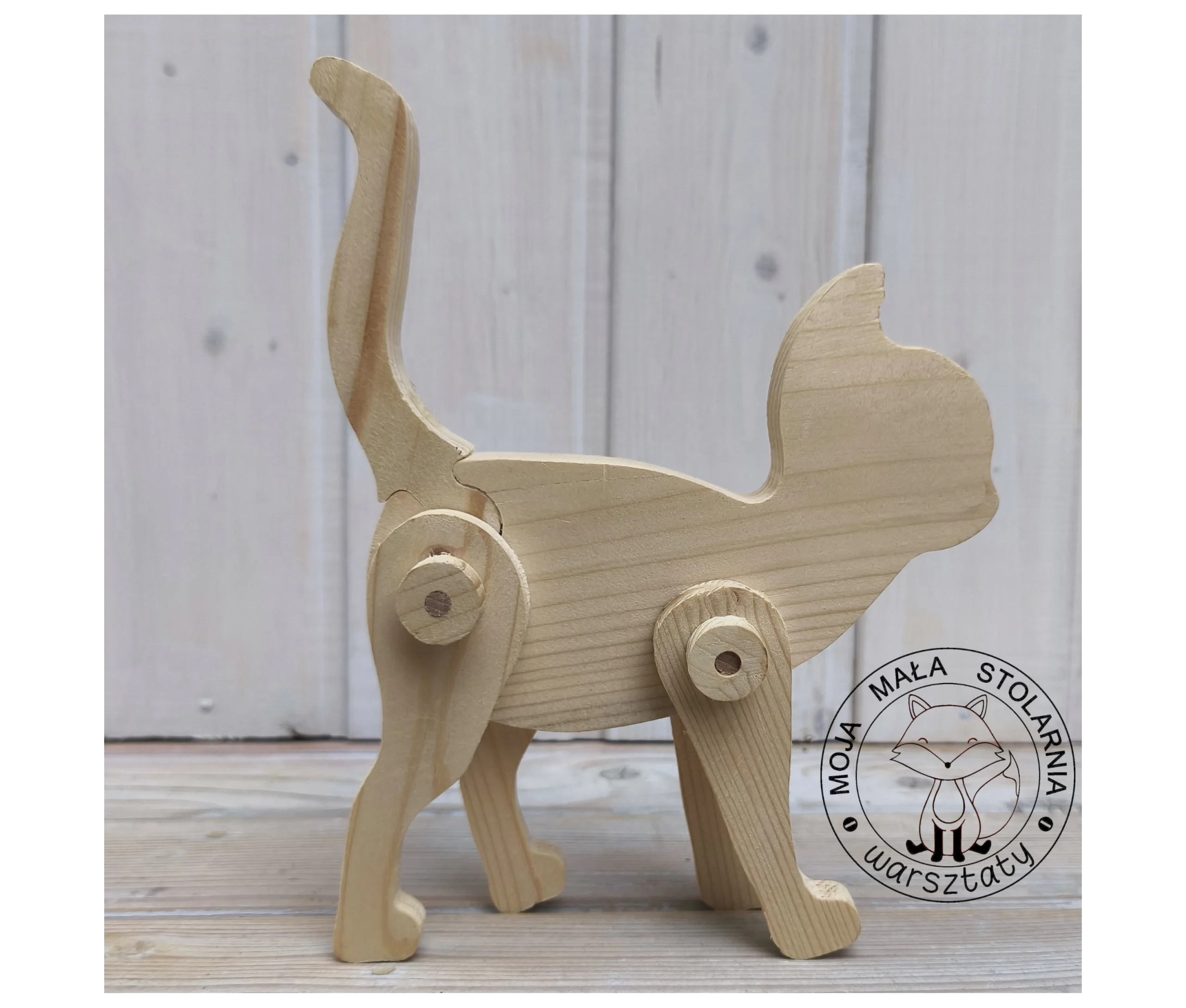 drewniany kotek do samodzielnego złożenia. Warsztaty stolarskie Poznań - zamów kotka