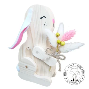 Drewniany króliczek DIY zestaw kreatywny do samodzielnego montażu z litego drewna ruchome łapki i filcowe uszy