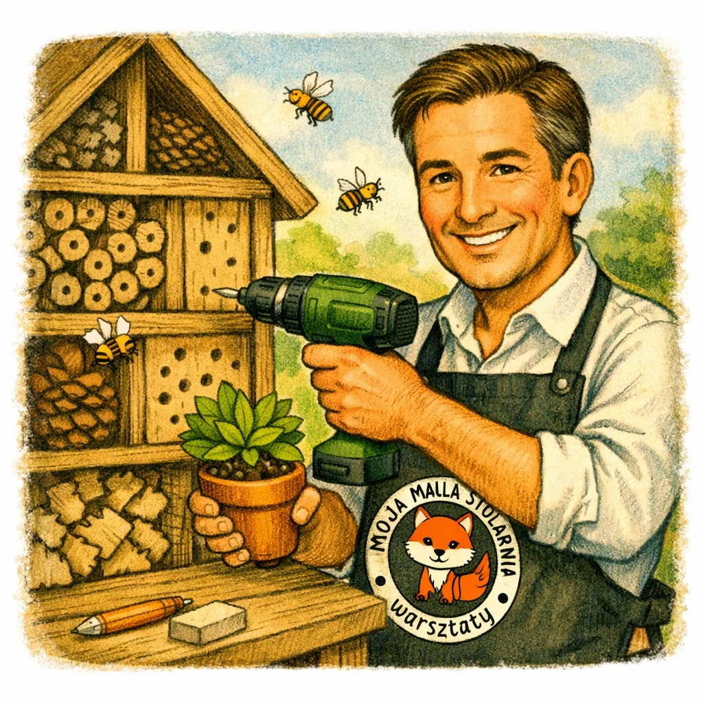 pracownik biurowy podczas warsztatów ESG zrównoważony rozwój buduje hotel dla murarek